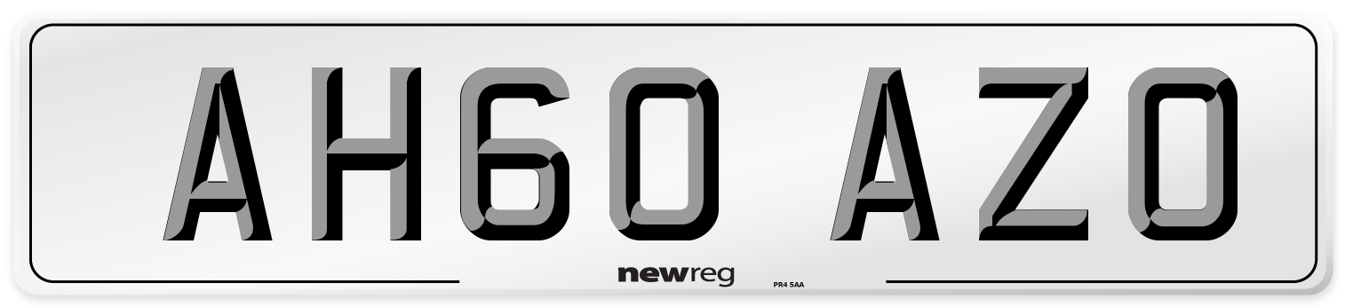 AH60 AZO Number Plate from New Reg